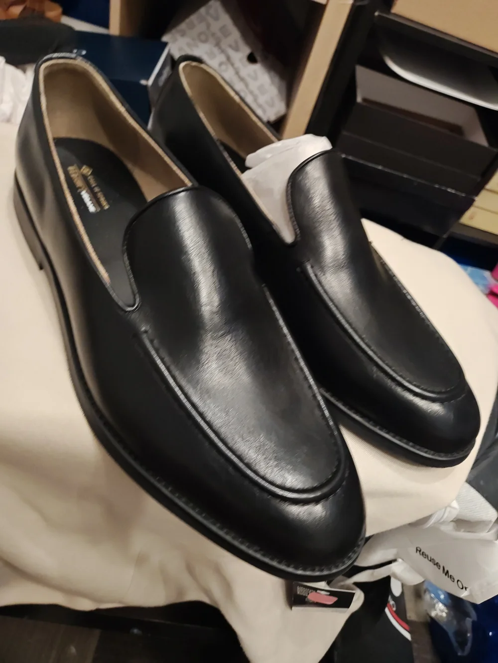 Call It Spring Black Leather Slip-On Men’s Loafers 13